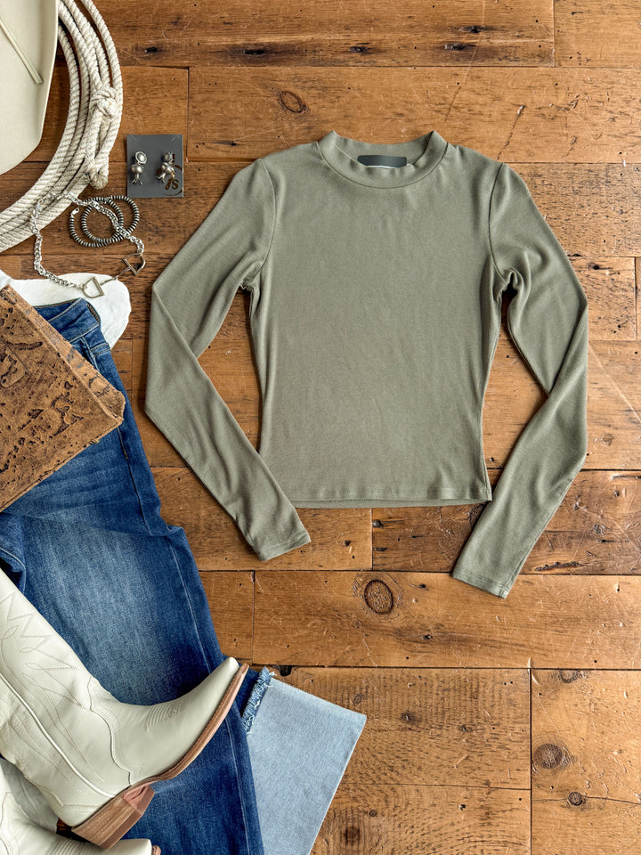 Tifton Silver Sage Ribbed Basic Top