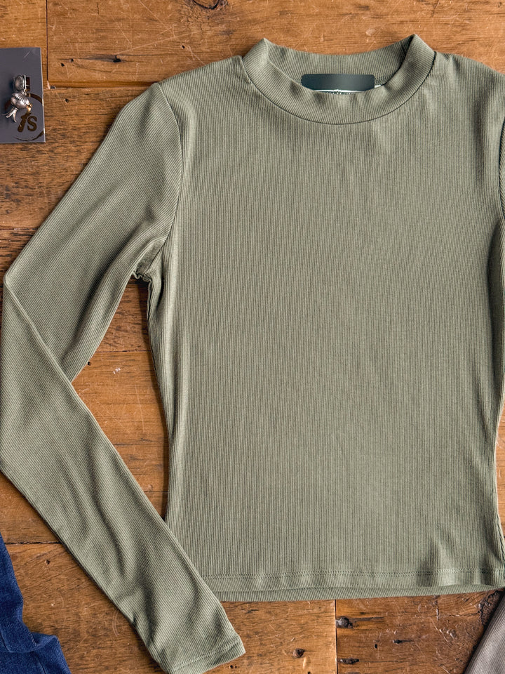 Tifton Silver Sage Ribbed Basic Top