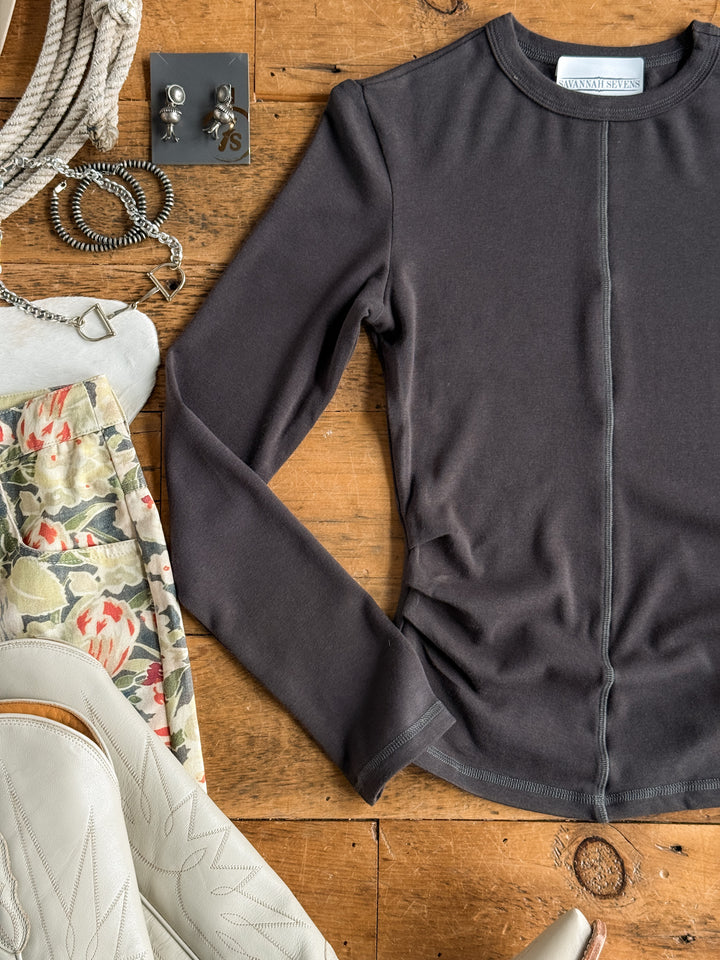 Whitwell Charcoal Ruched Top