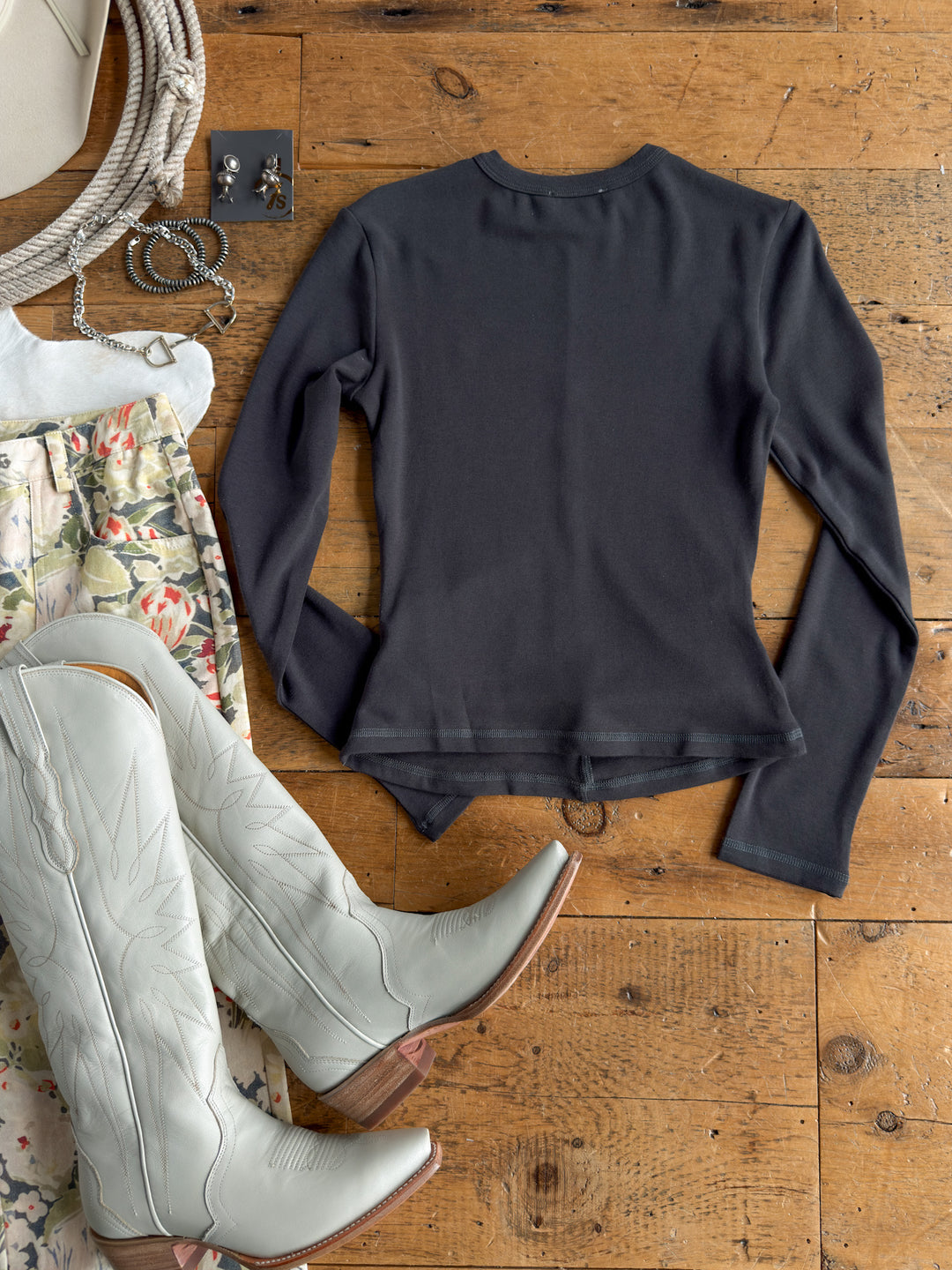 Whitwell Charcoal Ruched Top