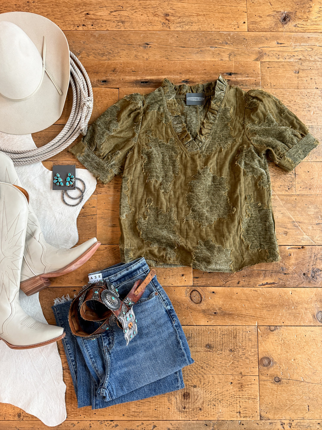 Mokena Olive Textured Top