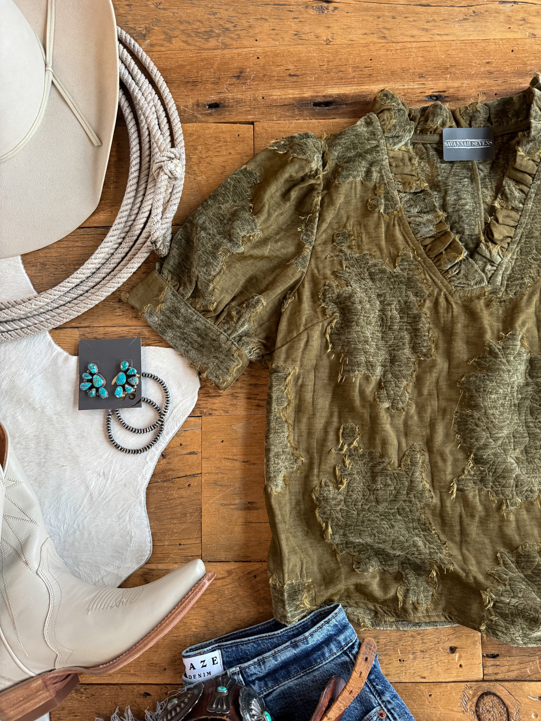 Mokena Olive Textured Top