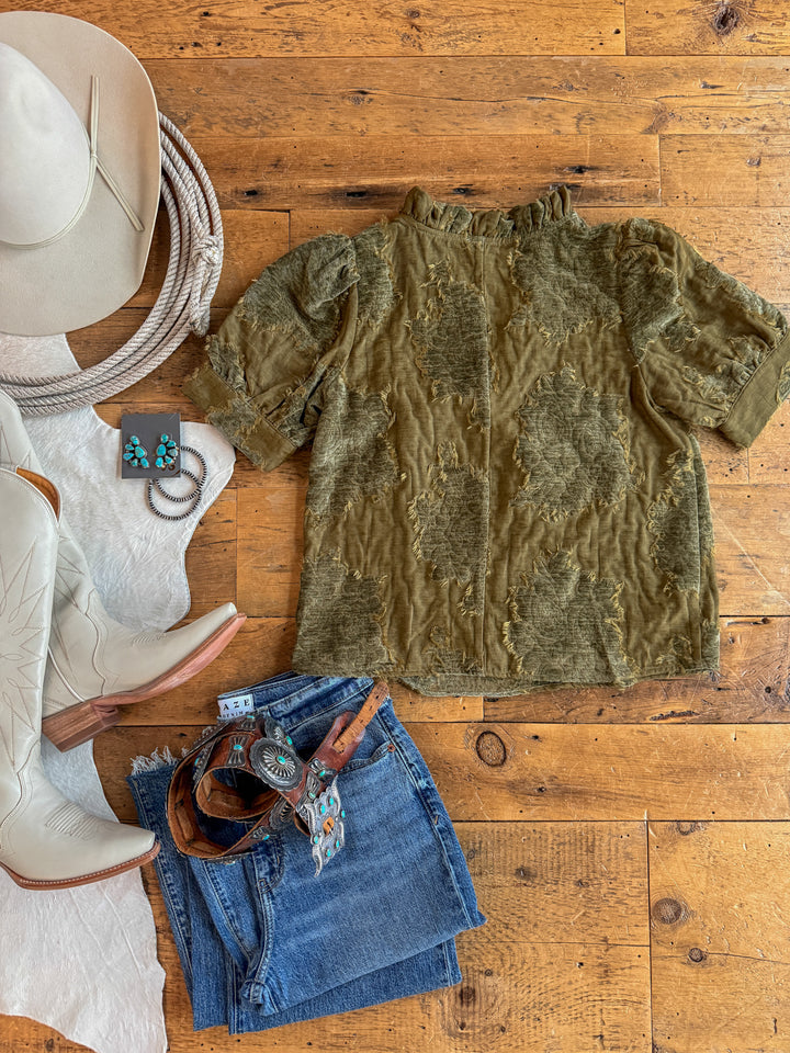 Mokena Olive Textured Top