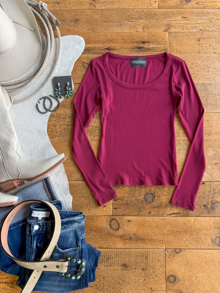 Highland Brambleberry Ribbed Basic Top