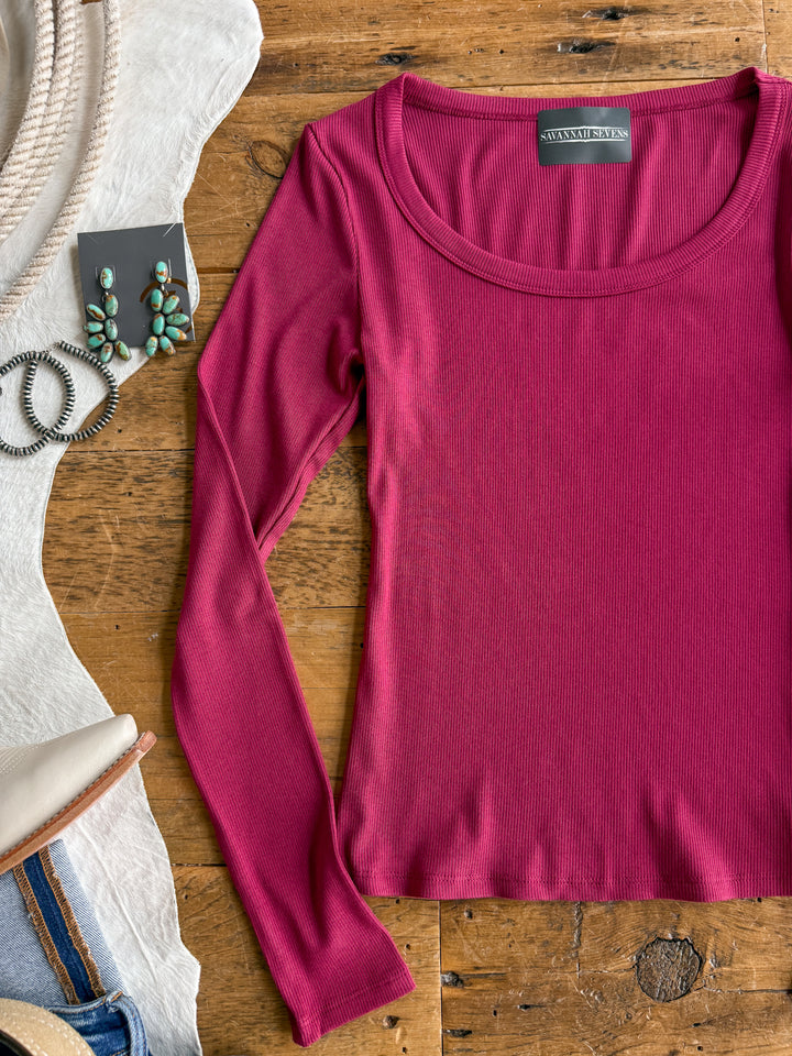 Highland Brambleberry Ribbed Basic Top