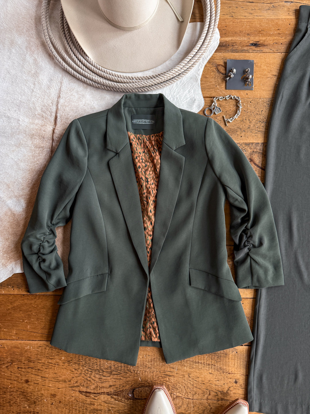 Revillo Charcoal Olive Blazer Set