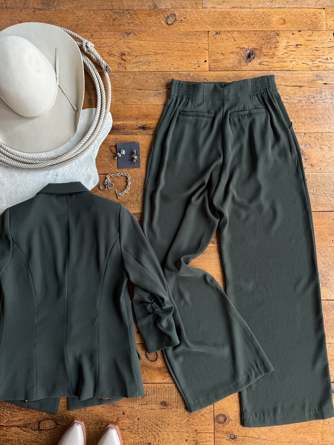 Revillo Charcoal Olive Blazer Set