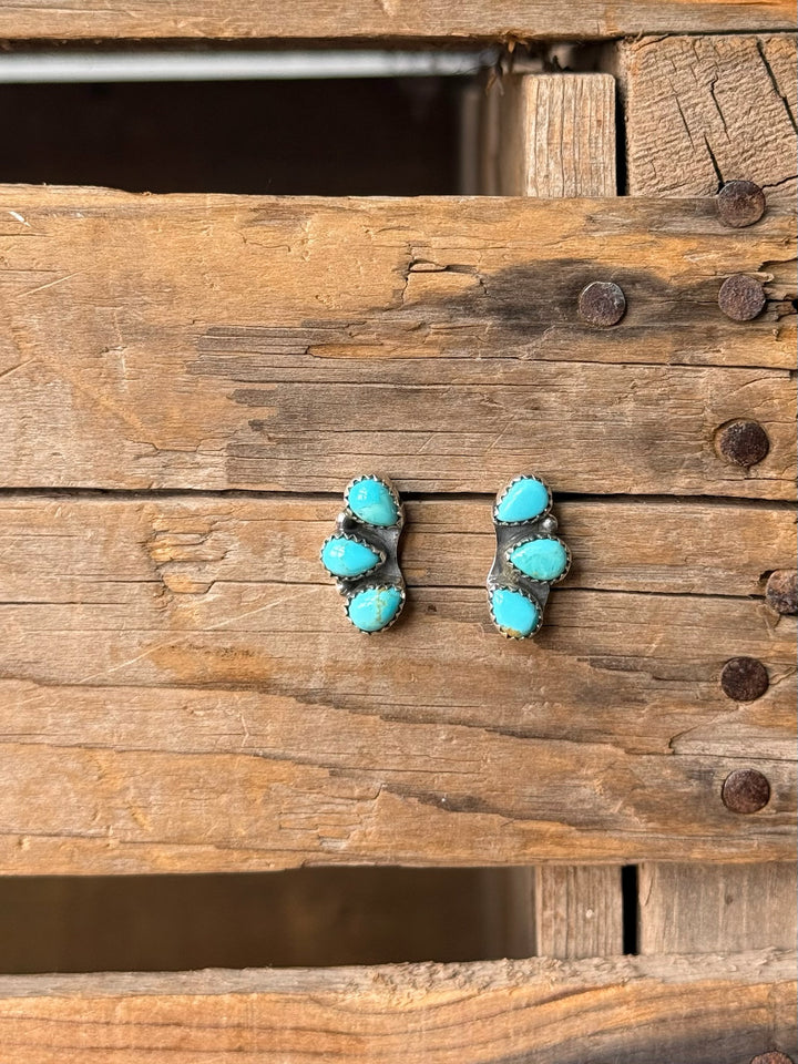 Osage Turquoise 3 stone Earrings