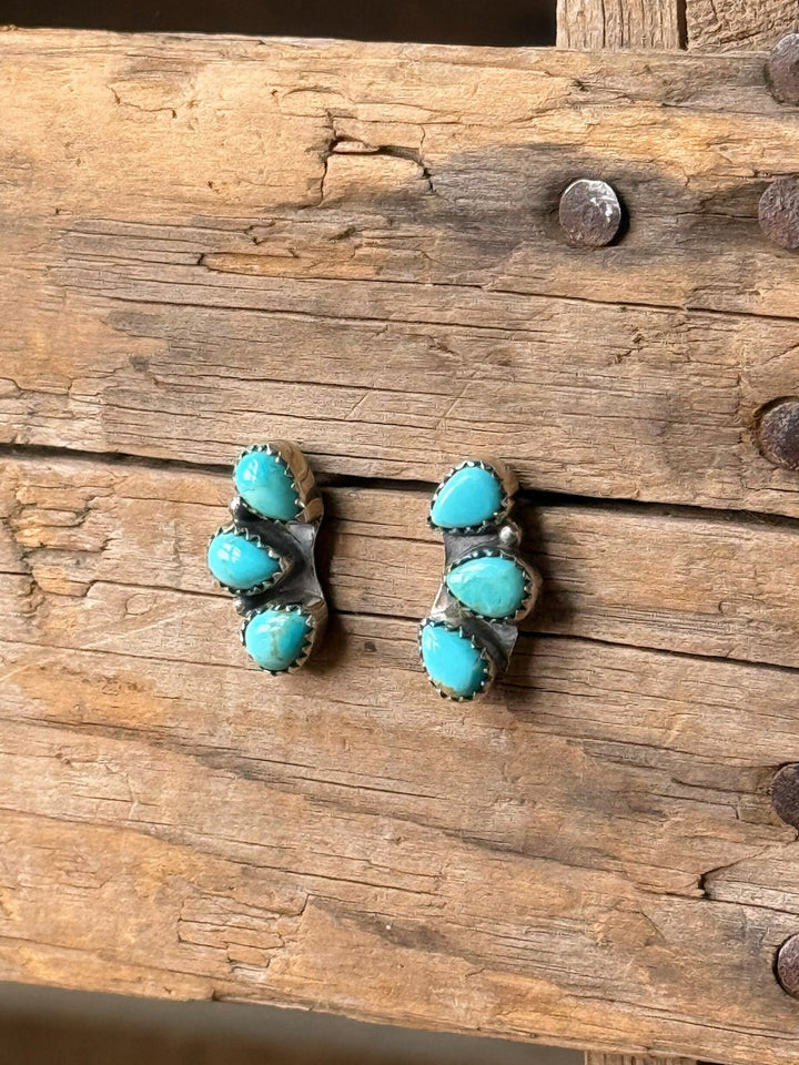 Osage Turquoise 3 stone Earrings
