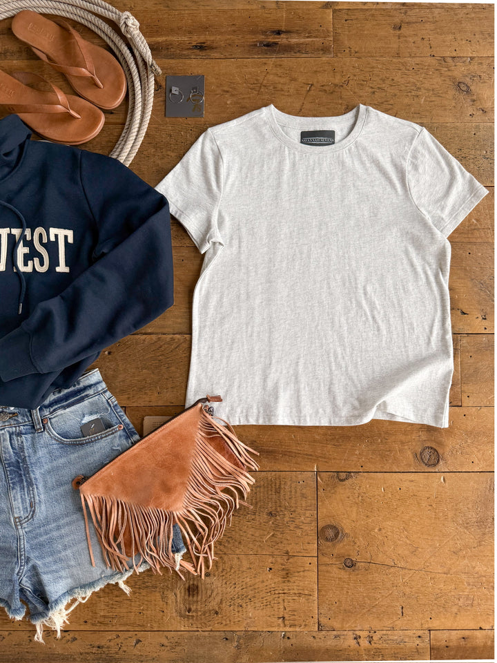 Denning Heather Grey Basic Tee