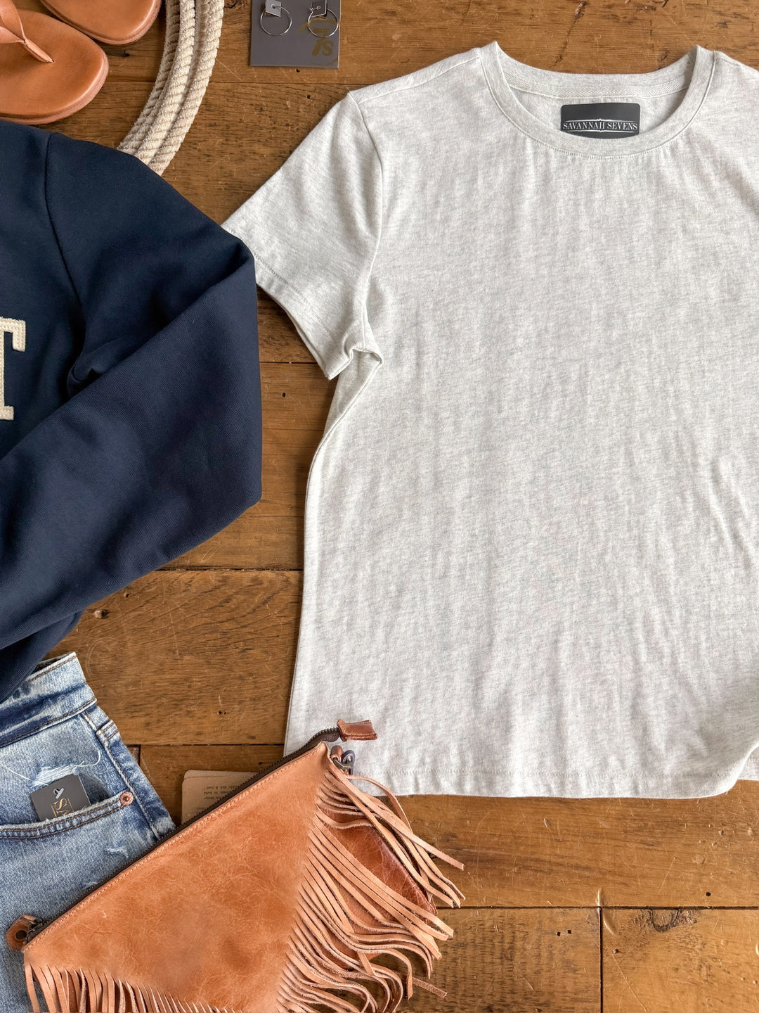 Denning Heather Grey Basic Tee