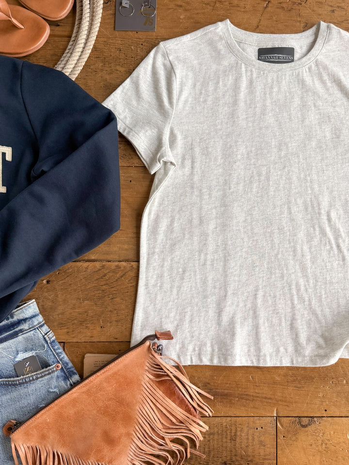 Denning Heather Grey Basic Tee
