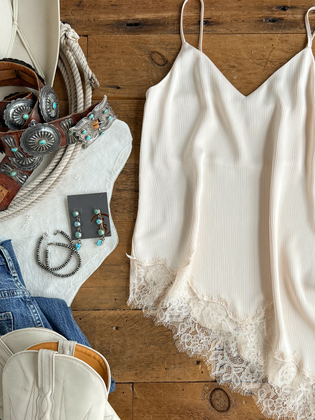 Marana Vanilla Lace Trim Tank