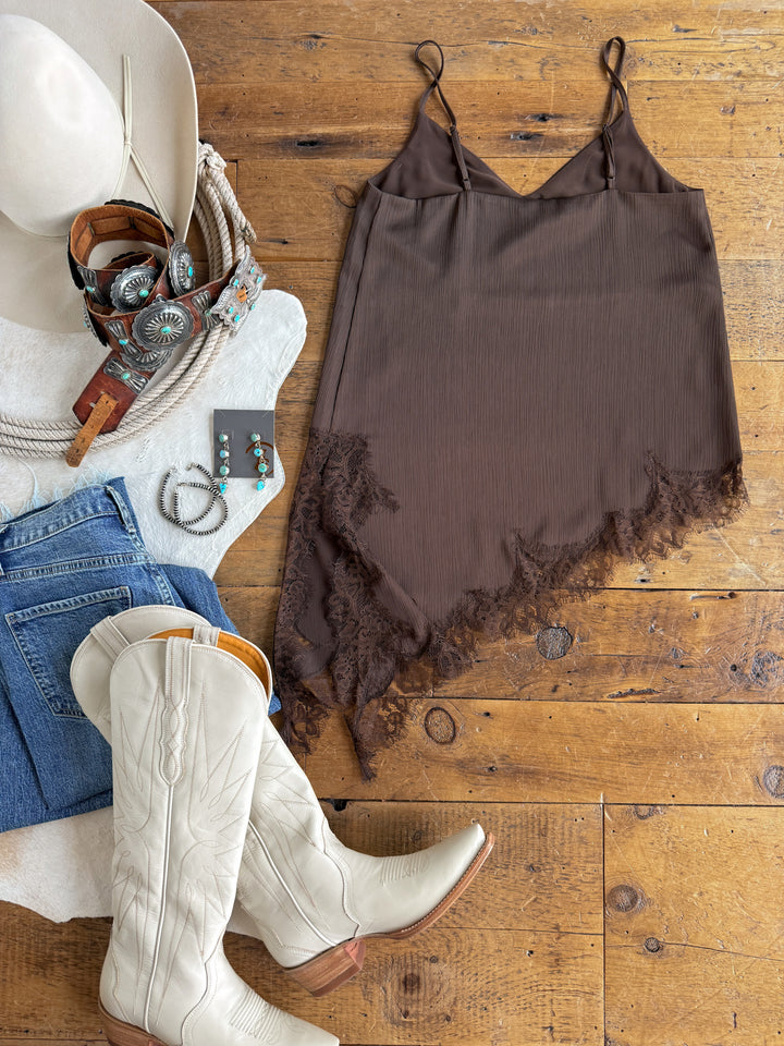 Marana Espresso Lace Trim Tank