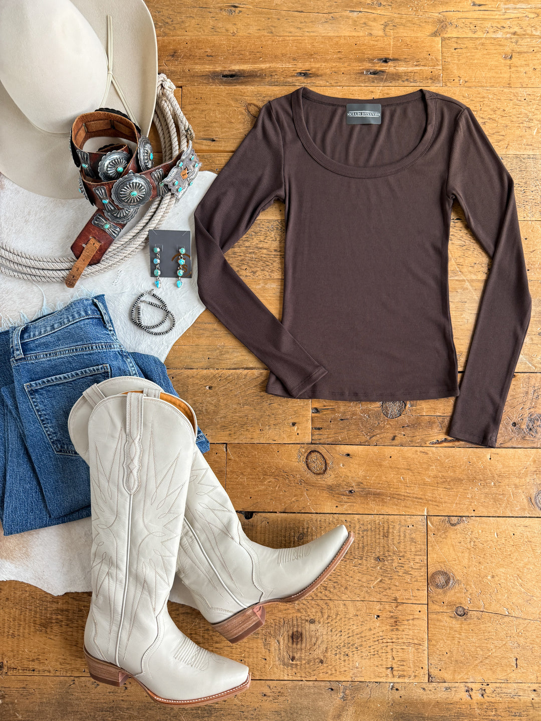 Highland Espresso Ribbed Basic Top