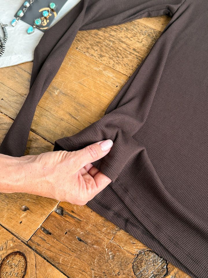 Highland Espresso Ribbed Basic Top