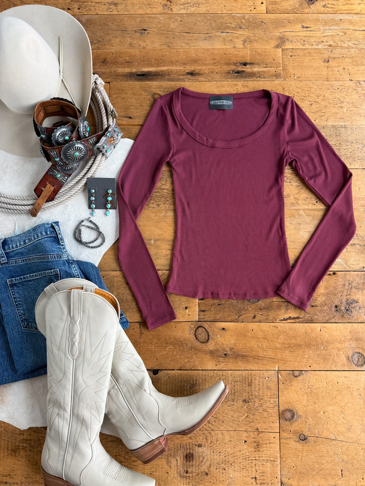 Highland Rosewood Ribbed Basic Top
