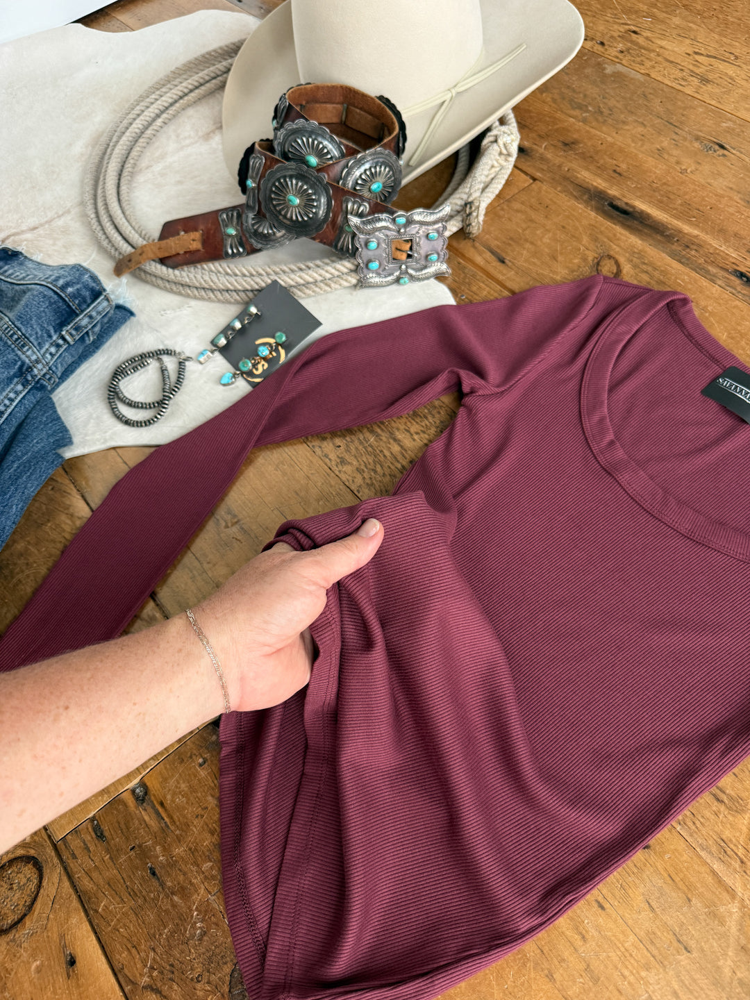 Highland Rosewood Ribbed Basic Top