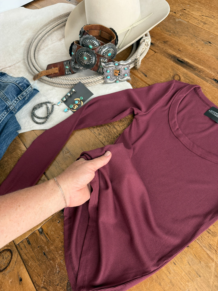 Highland Rosewood Ribbed Basic Top