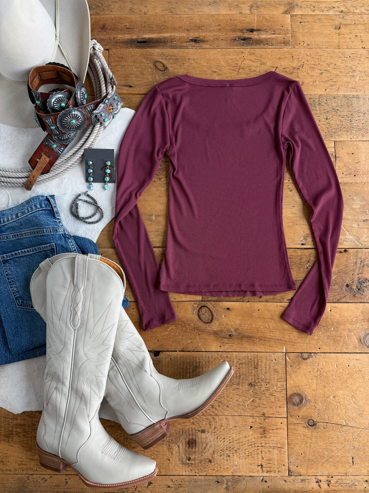 Highland Rosewood Ribbed Basic Top
