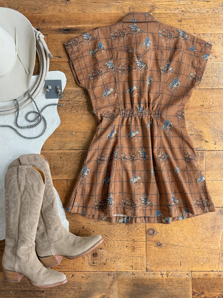 Aledo Western Plaid Pearl Snap Dress
