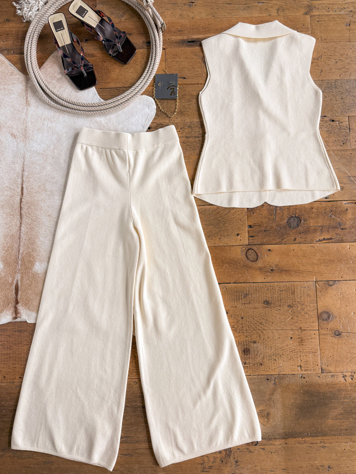 Tolleson Cream Knit Vest Set