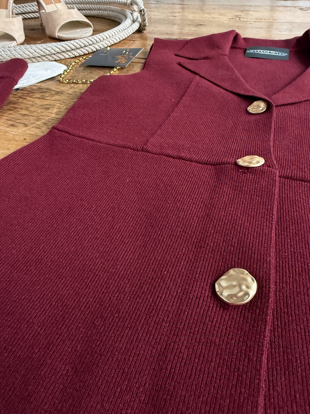 Tolleson Burgundy Knit Vest Set