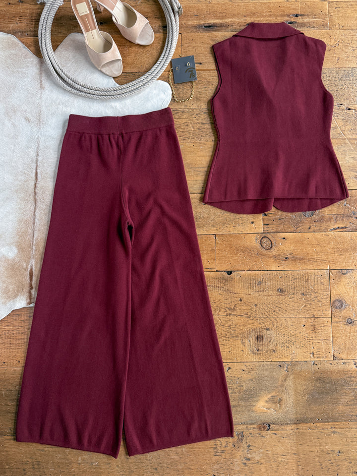 Tolleson Burgundy Knit Vest Set