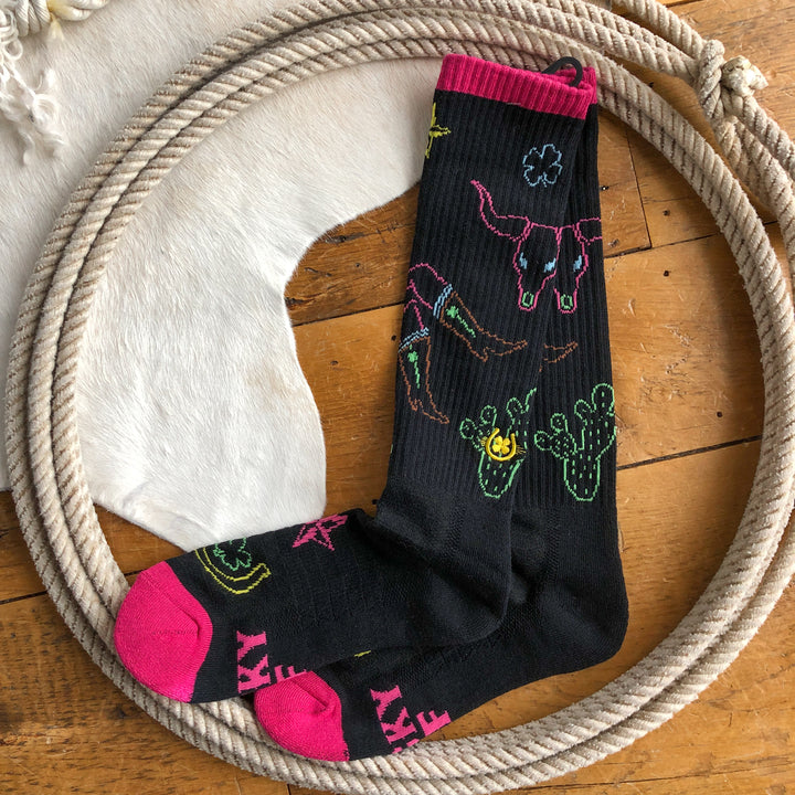 Neon Cowgirl Crew Socks