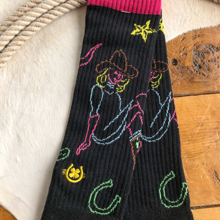 Neon Cowgirl Crew Socks