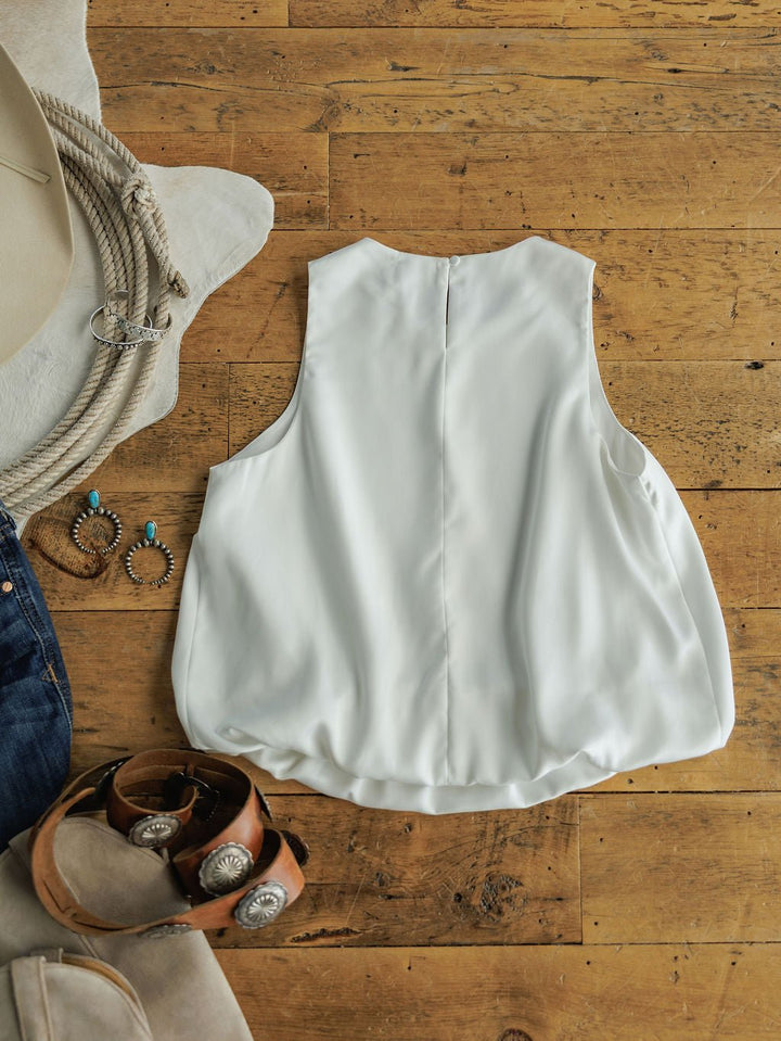 Abbeville White Bubble Hem Top
