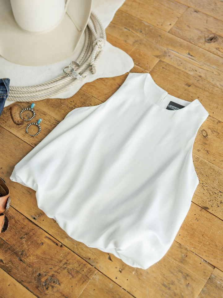 Abbeville White Bubble Hem Top