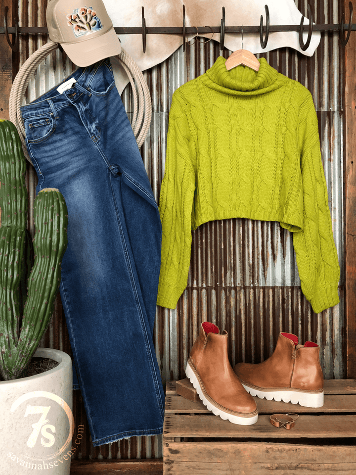 Aberdeen Lime Cable Knit Sweater