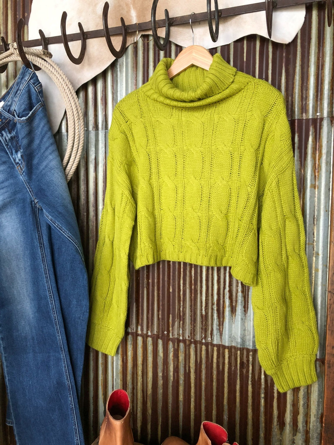 Aberdeen Lime Cable Knit Sweater