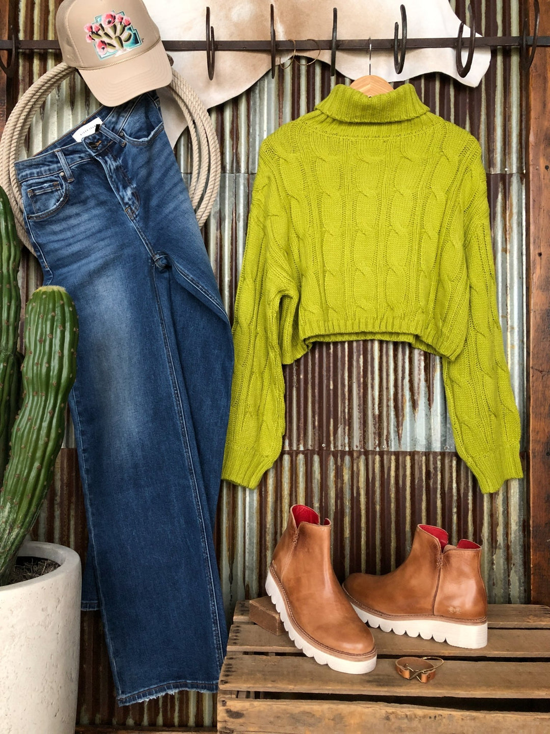 Aberdeen Lime Cable Knit Sweater