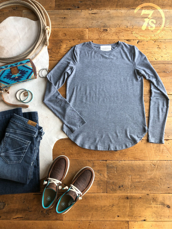 Afton Grey Soft Stretch Top