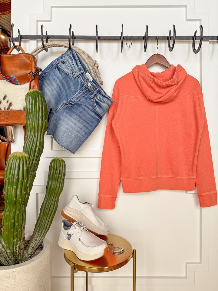 Alba Kimes Coral Orange Hooded Pullover