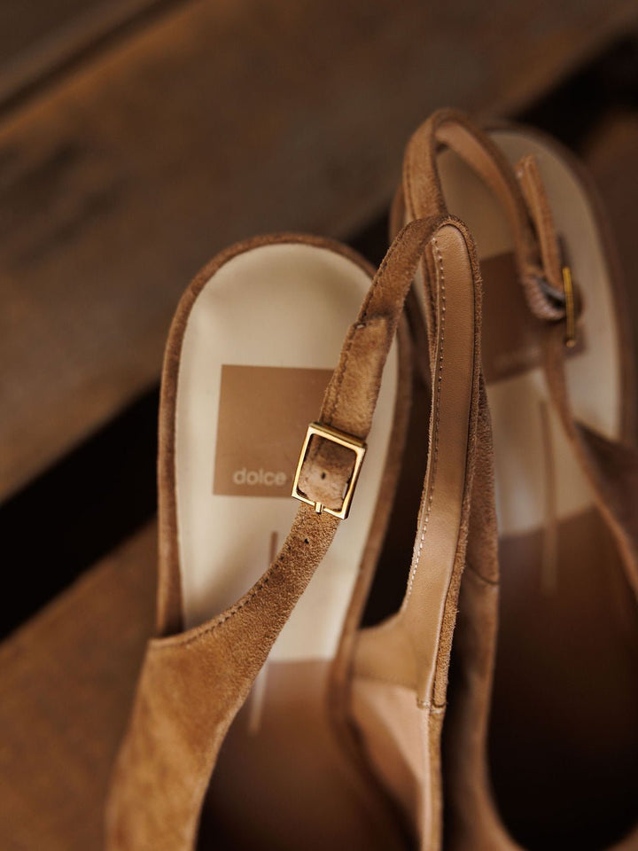 Almena Tan Suede Slingback Heel