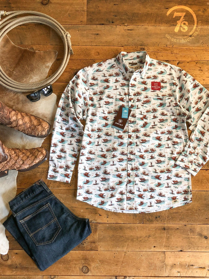 Aloha Ariat Mens Longhorn Button Up