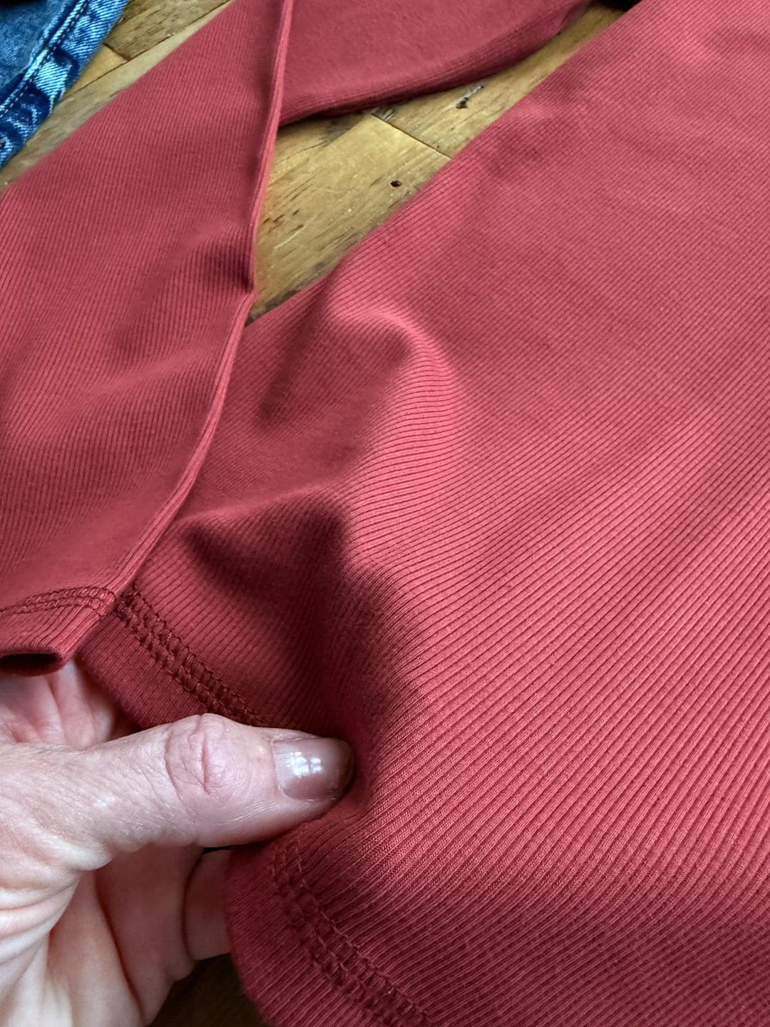 Alva Red Clay Ribbed Basic Top