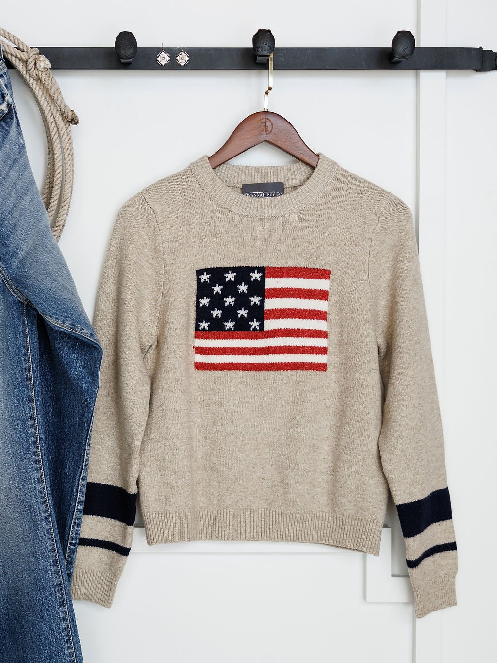 American Oatmeal Flag Sweater