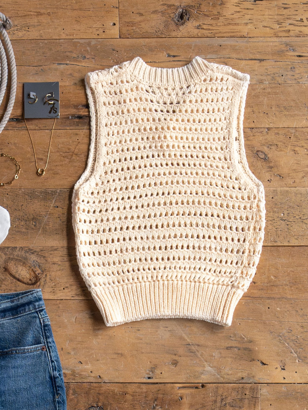 Anoka Cream Cable Knit Sleeveless Top
