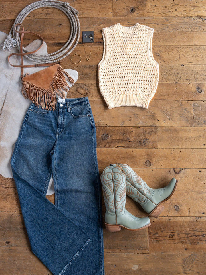Anoka Cream Cable Knit Sleeveless Top