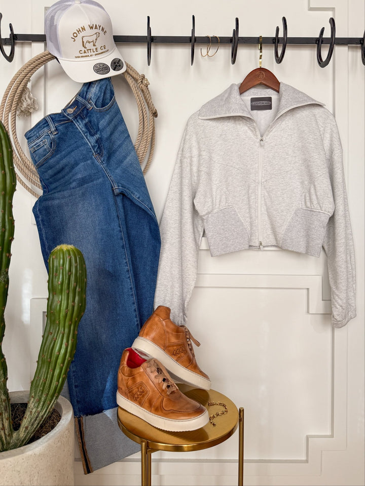 Ansted Heather Grey Crop Jacket