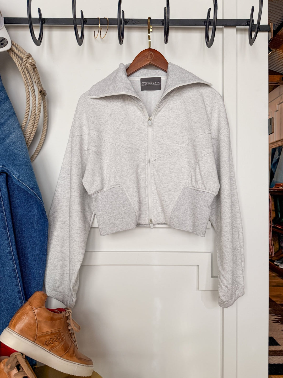 Ansted Heather Grey Crop Jacket