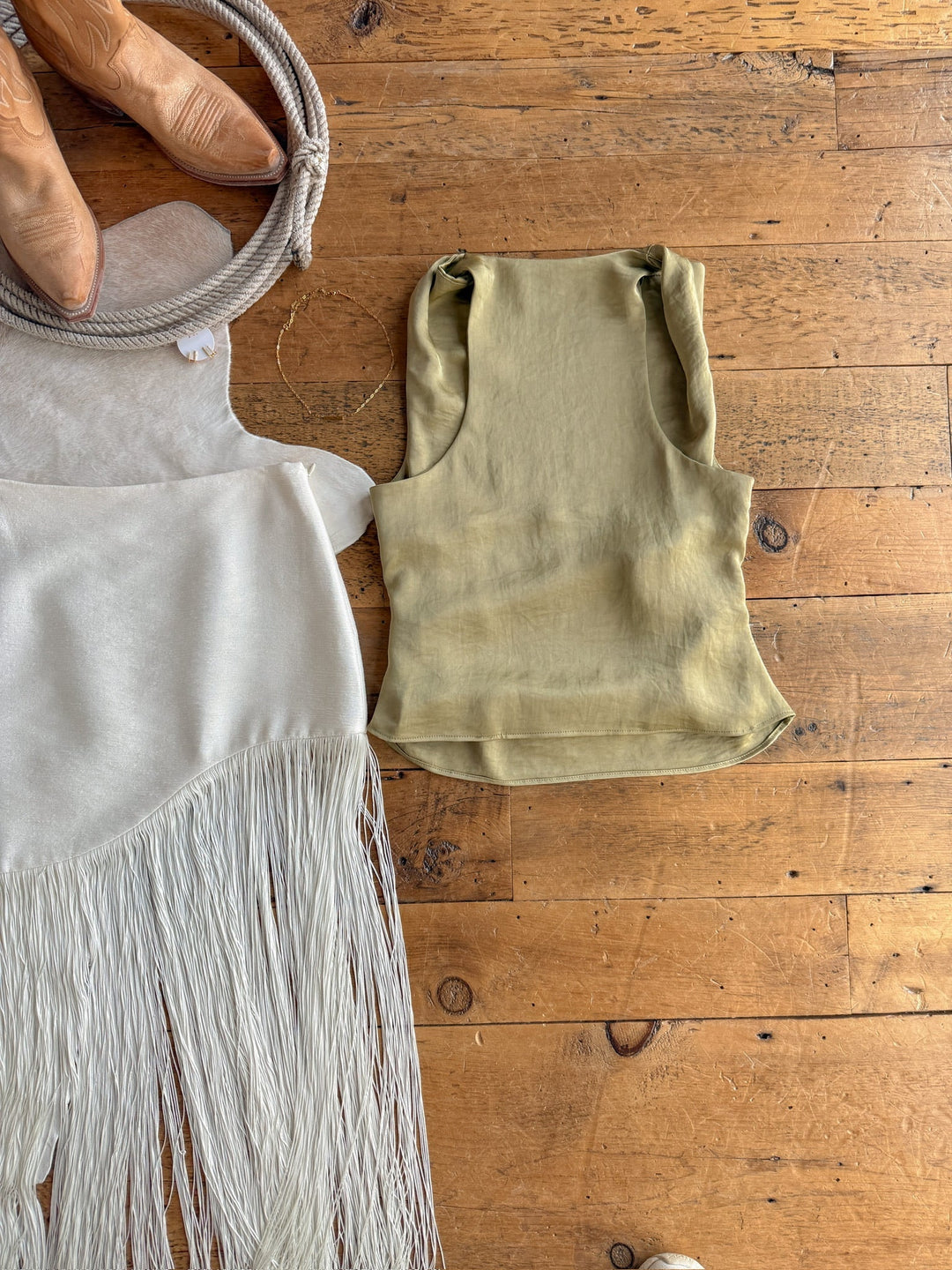 Avoca Sage Satin Sleeveless Top