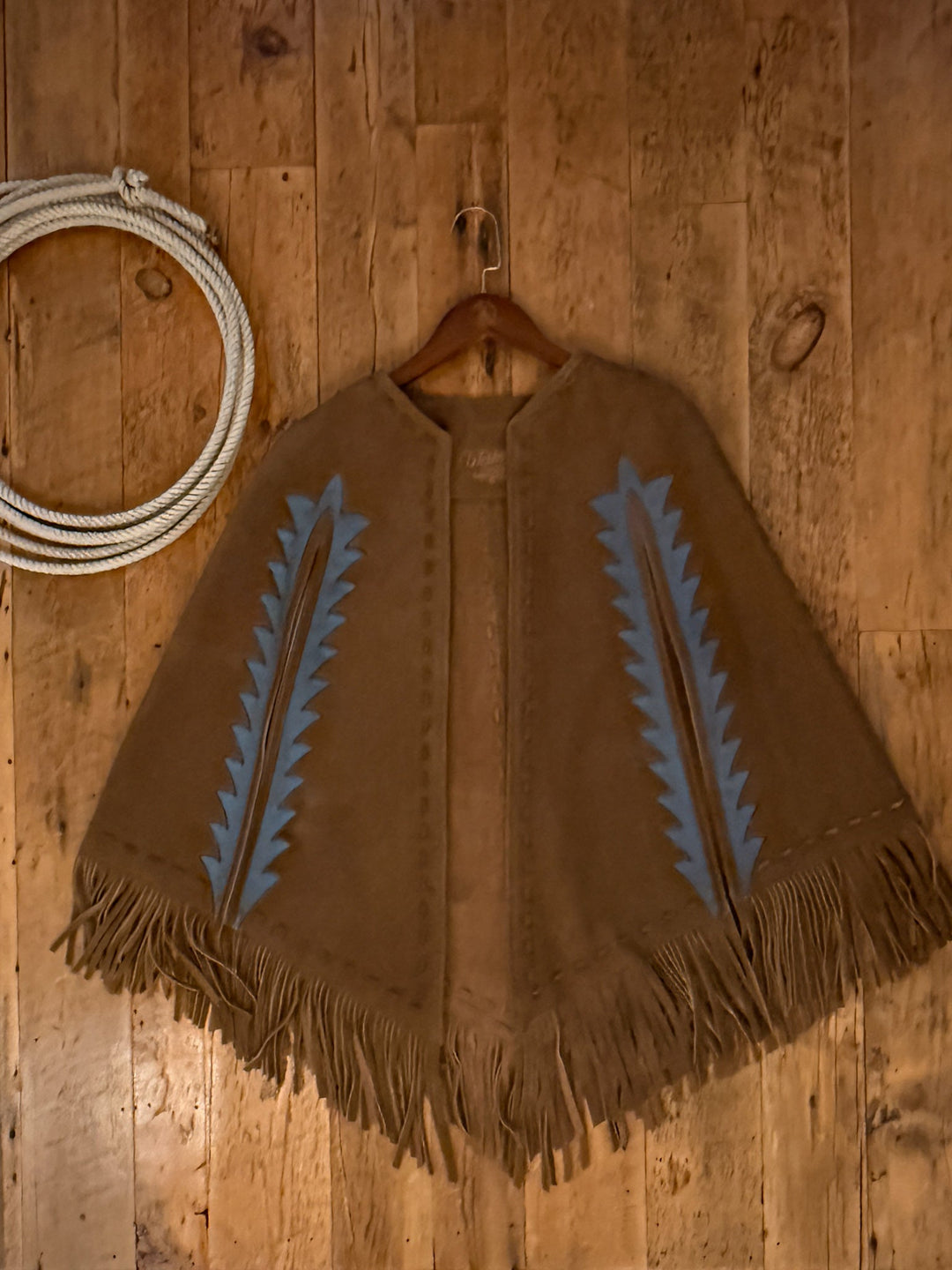 Boot Stitch Chocolate Leather Fringe Cape