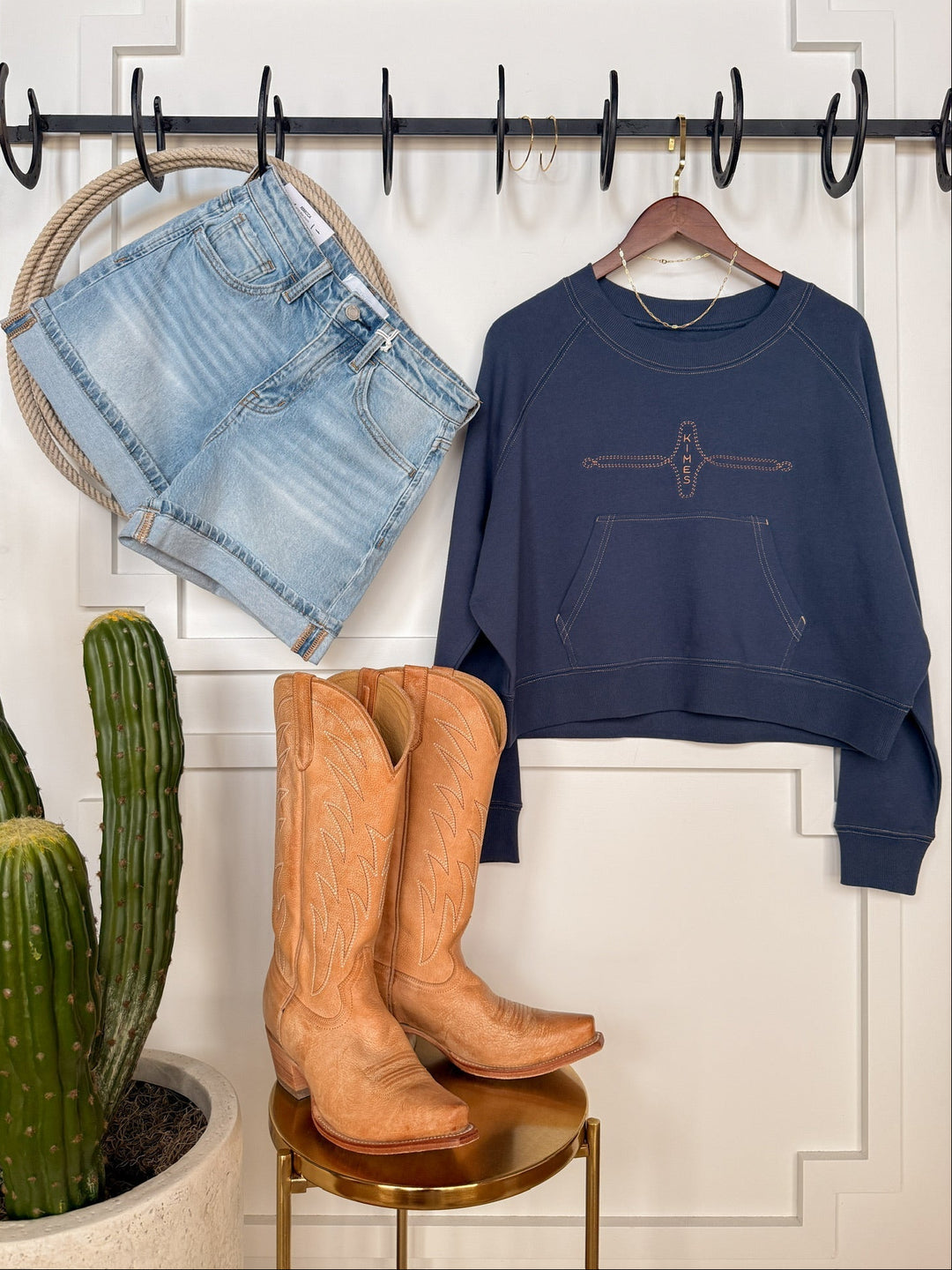 Brooks Navy Boot Stitch Pullover