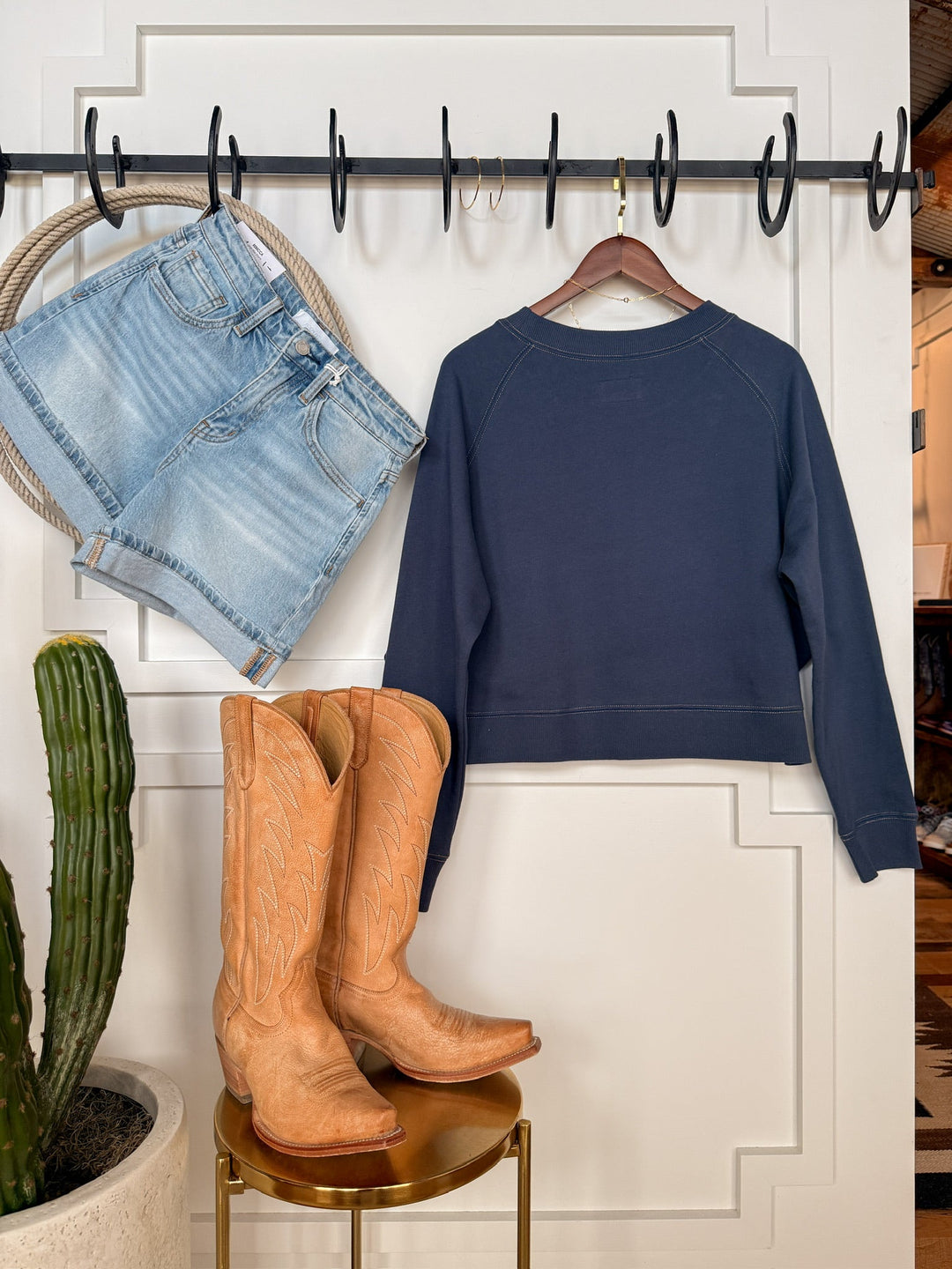 Brooks Navy Boot Stitch Pullover