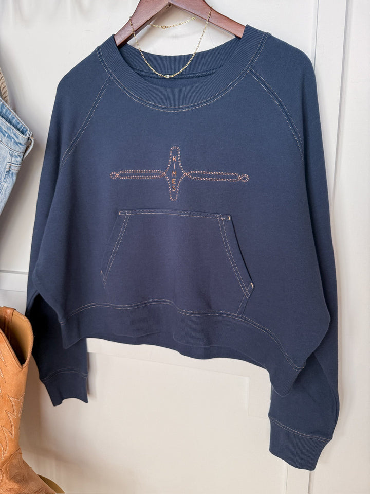 Brooks Navy Boot Stitch Pullover